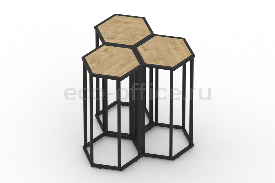 Стол журнальный HEX-800 Тиквуд Светлый / Чёрный металл  стоимость