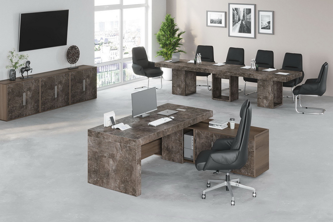 кабинет руководителя b-tone дуб урбан / бетон тёмный фото
