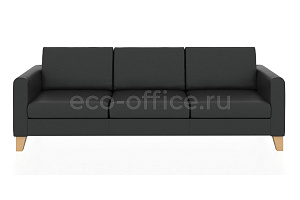 Трехместный диван БЕРГЕН экокожа Euroline 9100 Чёрный фото