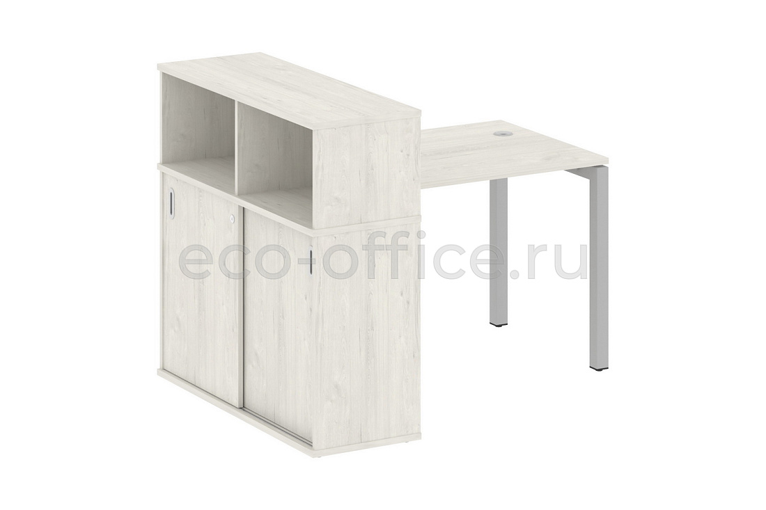 Стол письменный с опорным шкафом-купе METAL SYSTEM QUATTRO 5x5 50БП.РС-СШК-3.1 Дуб Наварра / Серый металл купить в Москве