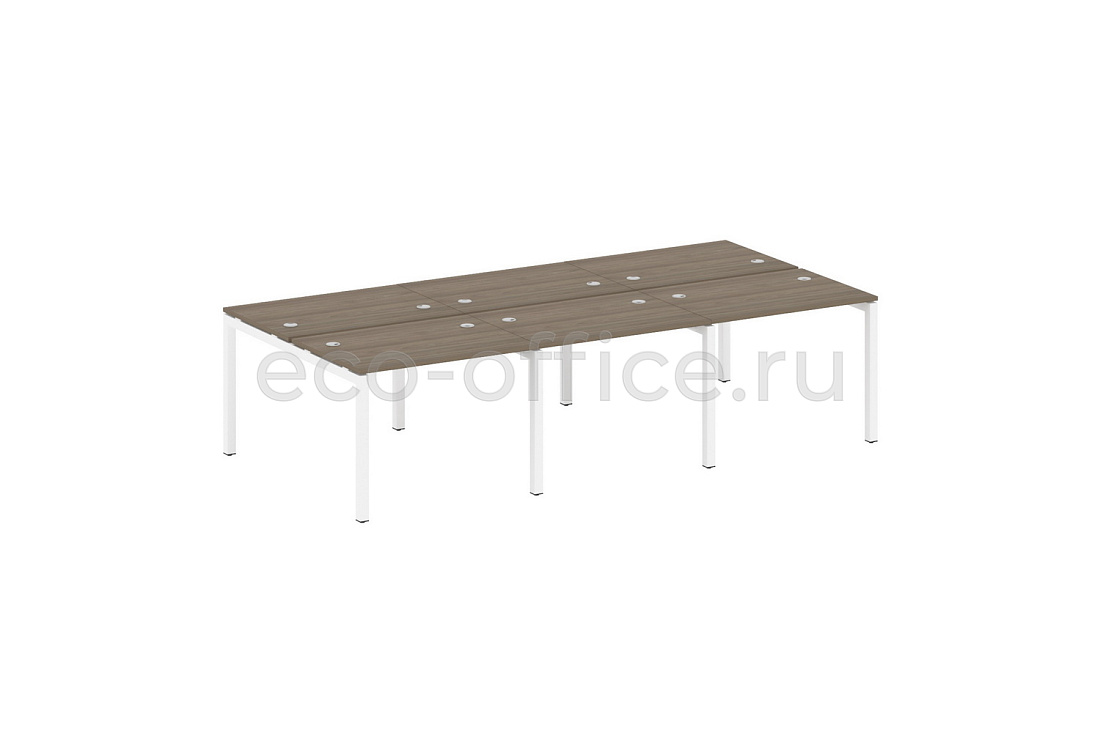 Рабочая станция на 6 рабочих мест METAL SYSTEM QUATTRO 5x5 50БП.СМ-6.1 Вяз Благородный / Белый металл  стоимость