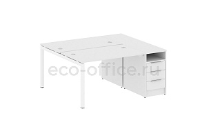 Рабочая станция с опорной тумбой METAL SYSTEM QUATTRO 5x5 50БП.РС-СТП-2.2 Белый / Белый металл фото