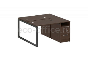 Рабочая станция с опорной тумбой METAL SYSTEM QUATTRO 5x5 50БО.РС-СТП-2.1 Венге Цаво / Антрацит металл фото