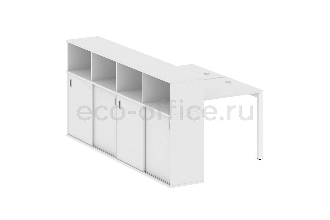 Рабочая станция с опорным шкафом-купе METAL SYSTEM QUATTRO 5x5 50БП.РС-СШК-4.1 Белый / Белый металл купить в Москве