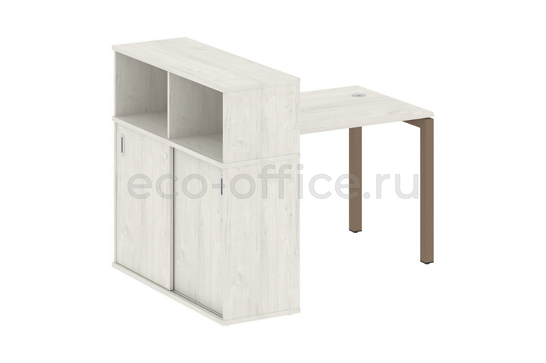 Стол письменный с опорным шкафом-купе METAL SYSTEM QUATTRO 5x5 50БП.РС-СШК-3.1 Дуб Наварра / Мокко металл купить в Москве