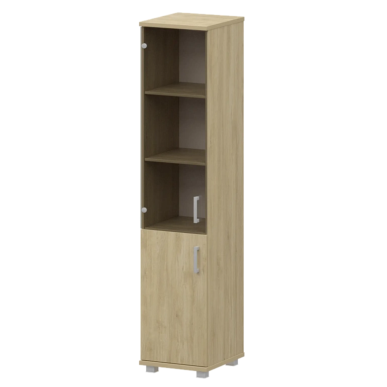 стеллаж высокий узкий закрытый с стеклянным фасадом protech "нт-540;нт-600;нт-601стл" баттл рок фото