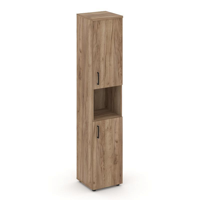 шкаф высокий узкий style project sn.stu-107(r) дуб табак/черный ручки фото