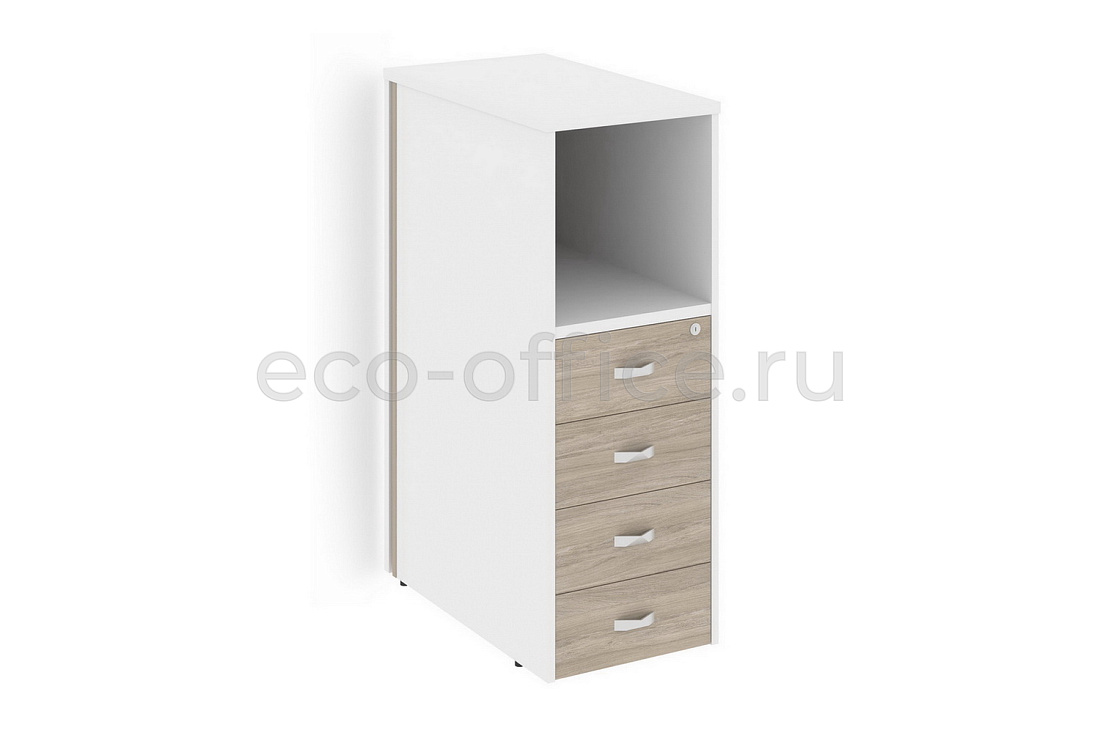 Тумба с подсветкой 4 ящика проходная средняя ONIX O.R-TV-4.S Дуб Аттик / Белый Бриллиант  стоимость