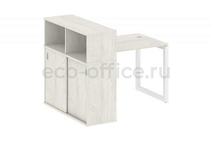 Стол письменный с опорным шкафом-купе METAL SYSTEM QUATTRO 5x5 50БО.РС-СШК-3.1 Дуб Наварра / Белый металл фото
