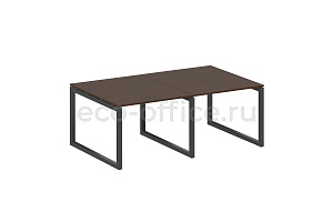 Стол переговорный (2 столешницы) METAL SYSTEM QUATTRO 5x5 50БО.ПРГ-2.1 Венге Цаво / Антрацит металл фото