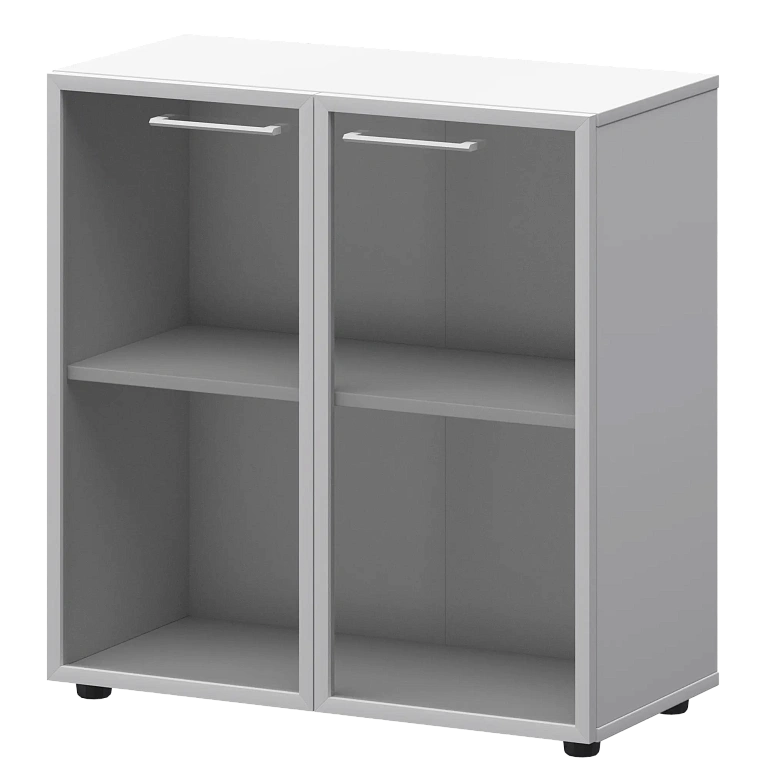 шкаф низкий со стеклом в ал. рамке protech смш28rs(б) белый фото