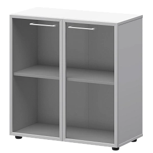 Шкаф низкий со стеклом в ал. рамке Protech СМШ28RS(Б) Белый фото