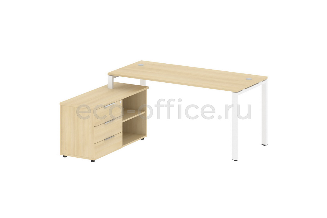 Рабочая станция с опорной тумбой METAL SYSTEM STYLE БП.РС-СТС-2.4 (L) Акация Лорка / Белый металл  стоимость