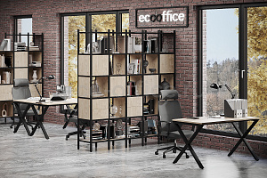 Кабинет руководителя LOFT Тиквуд Светлый / Чёрный металл фото