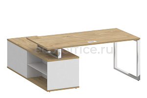 Стол руководителя c опорной греденцией SHIFT SK.SRG-180 (R) Тиквуд Светлый / Белый Бриллиант фото