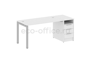 Рабочая станция с опорной тумбой METAL SYSTEM QUATTRO 5x5 50БП.РС-СТП-1.3 Белый / Серый металл фото