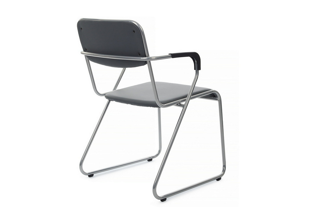 кресло rv chair nix plus omkl-03 серая экокожа / хром металл фото