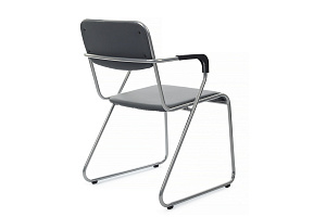 Кресло RV Chair NIX PLUS OMKL-03 Серая экокожа / Хром металл фото
