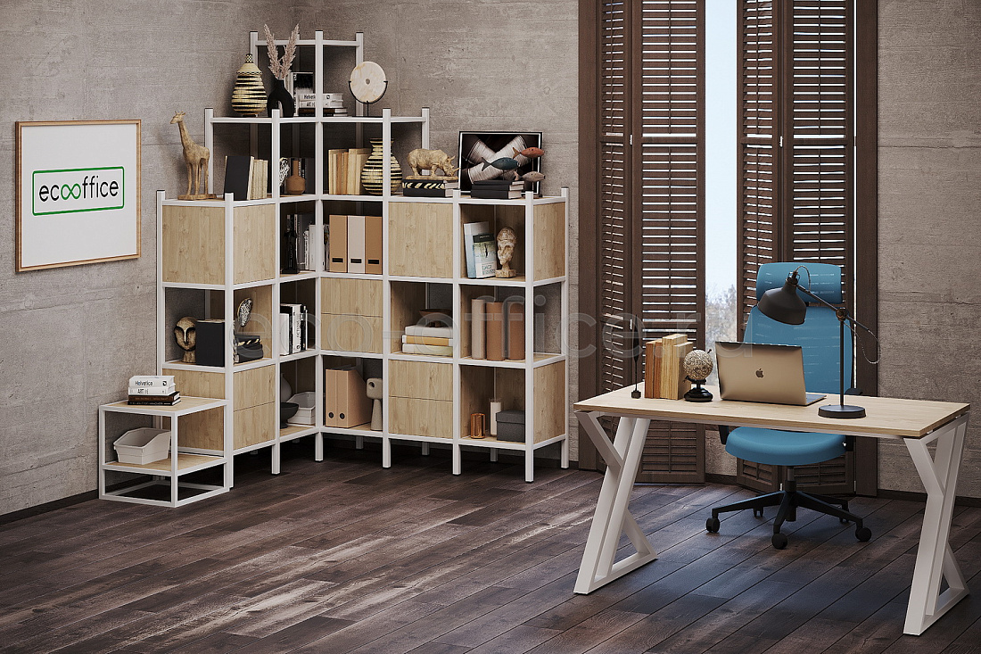 Мебель для персонала LOFT Тиквуд Светлый / Белый металл  стоимость