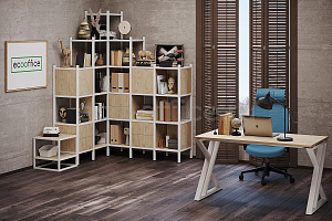 Мебель для персонала LOFT Тиквуд Светлый / Белый металл фото