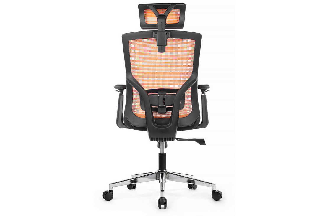 кресло rv chair step a2320 оранжевая сетка / чёрная ткань фото