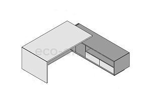 Стол правосторонний с опорной тумбой (меламин) ELITE 174288 Light Poplar / Black фото