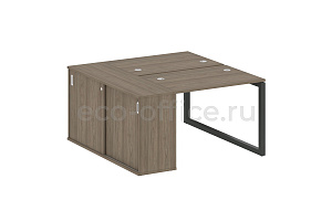 Рабочая станция с опорным шкафом-купе METAL SYSTEM QUATTRO 5x5 50БО.РС-СШК-1.1 Вяз Благородный / Антрацит металл фото
