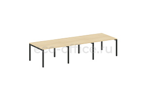 Стол переговорный (3 столешницы) METAL SYSTEM QUATTRO 5x5 50БП.ПРГ-3.2 Акация Лорка / Антрацит металл фото