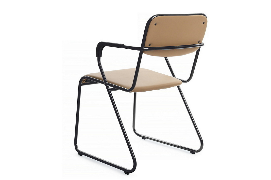 кресло rv chair nix plus omkl-04b бежевая экокожа / чёрный металл фото