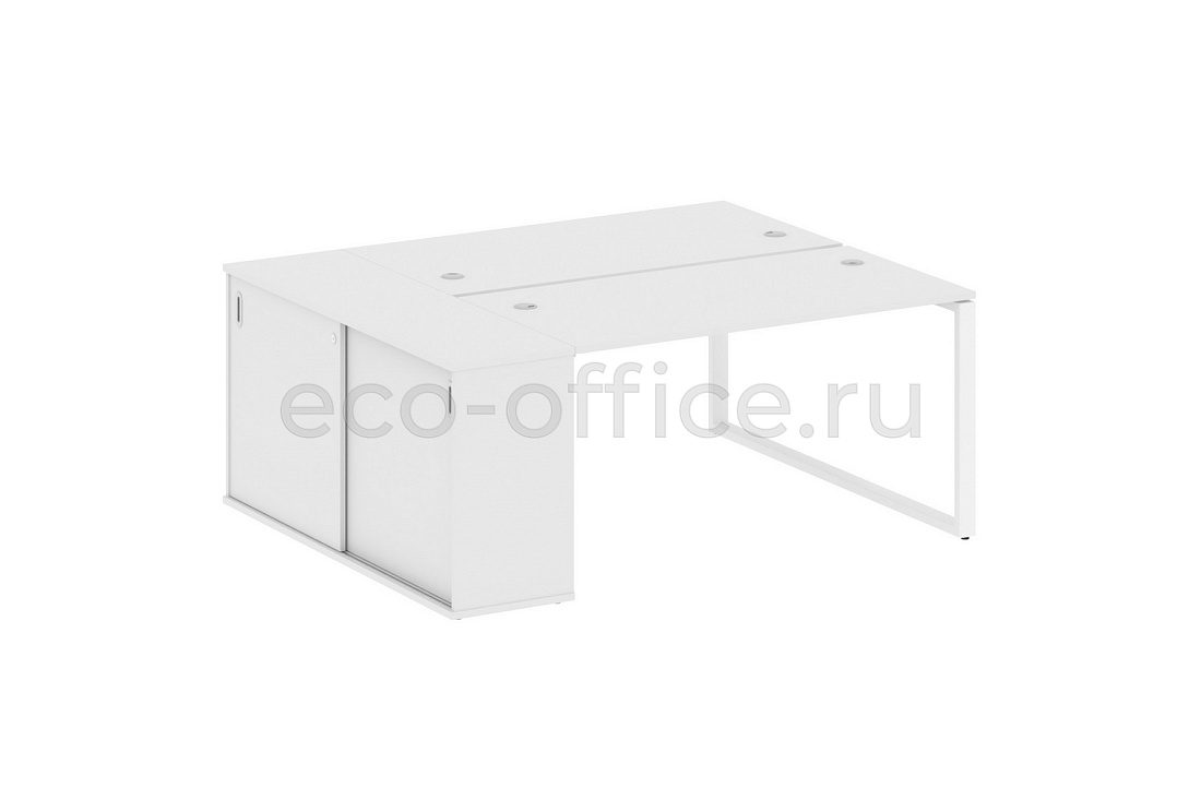 Рабочая станция с опорным шкафом-купе METAL SYSTEM STYLE БО.РС-СШК-1.3 Белый / Белый металл  стоимость
