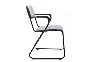 Кресло RV Chair NIX PLUS OMKL-03B Серая экокожа / Чёрный металл фото