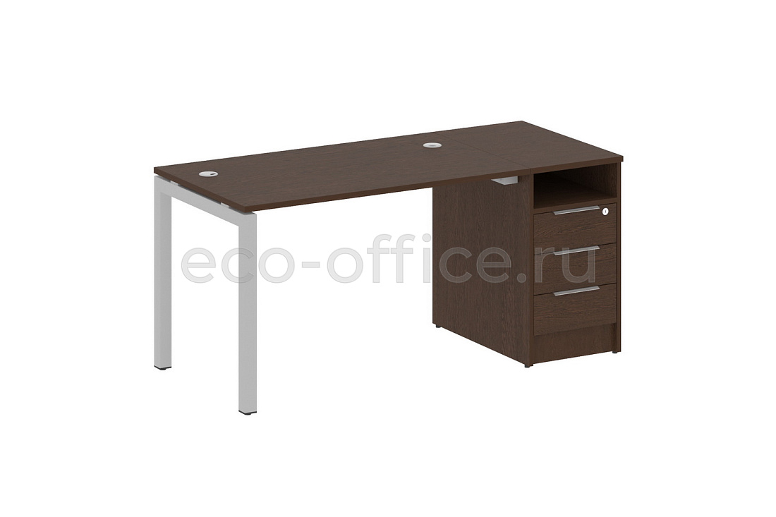 Рабочая станция с опорной тумбой METAL SYSTEM QUATTRO 5x5 50БП.РС-СТП-1.2 Венге Цаво / Серый металл купить в Москве