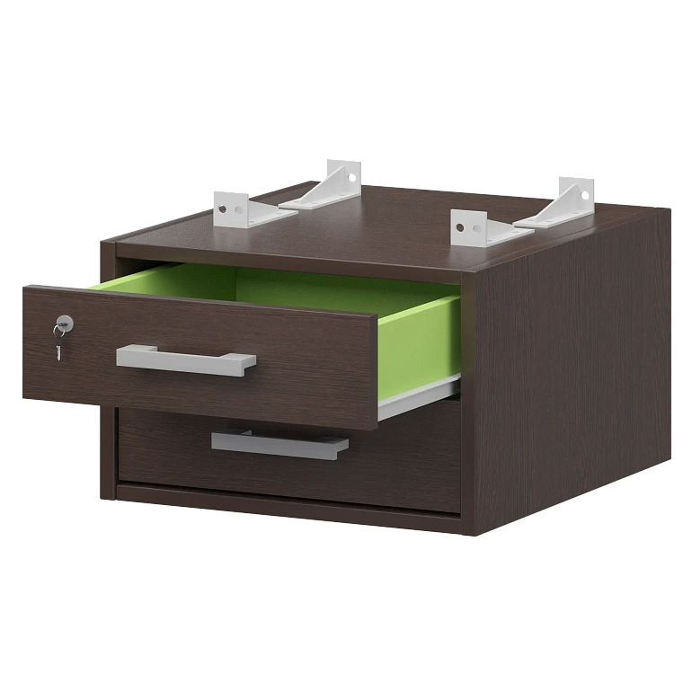 тумба подвесная для столов на м/каркасе гл.600 мм protech амт2-02м.60 дуб венге/белый фото