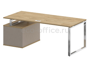 Стол руководителя c опорной тумбой SHIFT SK.SRT-200 (R) Тиквуд Светлый / Капучино фото