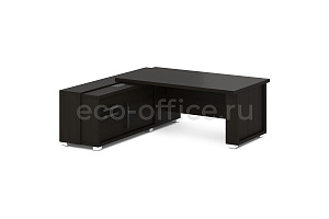 Стол руководителя с греденцией GRACE L-16 L Дуб Линдберг тёмный фото