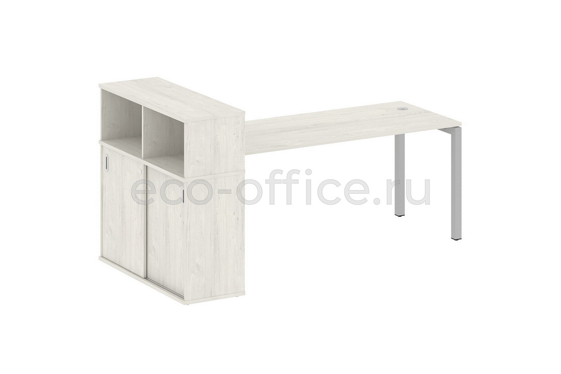 Стол письменный с опорным шкафом-купе METAL SYSTEM QUATTRO 5x5 50БП.РС-СШК-3.5 Дуб Наварра / Серый металл купить в Москве