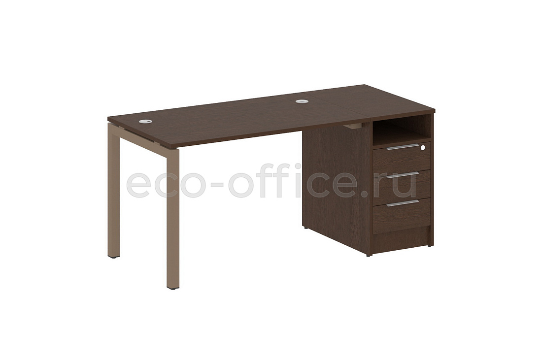 Рабочая станция с опорной тумбой METAL SYSTEM QUATTRO 5x5 50БП.РС-СТП-1.2 Венге Цаво / Мокко металл купить в Москве