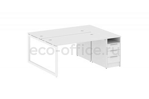Рабочая станция с опорной тумбой METAL SYSTEM QUATTRO 5x5 50БО.РС-СТП-2.3 Белый / Белый металл фото