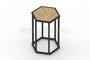 Стол журнальный HEX-600 Тиквуд Светлый / Чёрный металл фото