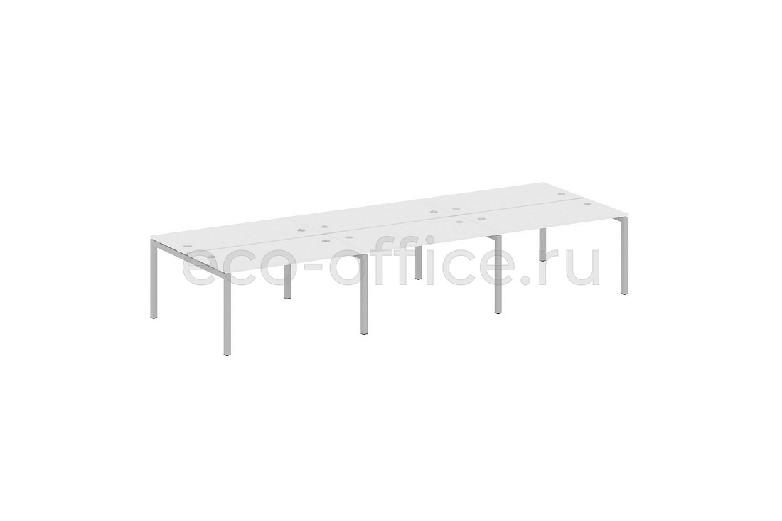 Рабочая станция на 6 рабочих мест METAL SYSTEM QUATTRO 5x5 50БП.СМ-6.3 Белый / Серый металл  стоимость