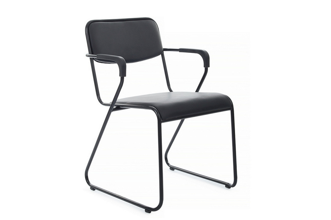 кресло rv chair nix plus omkl-03b чёрная экокожа / чёрный металл фото
