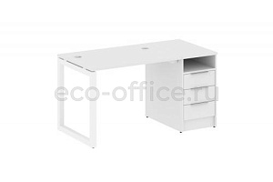 Рабочая станция с опорной тумбой METAL SYSTEM QUATTRO 5x5 50БО.РС-СТП-1.1 Белый / Белый металл фото