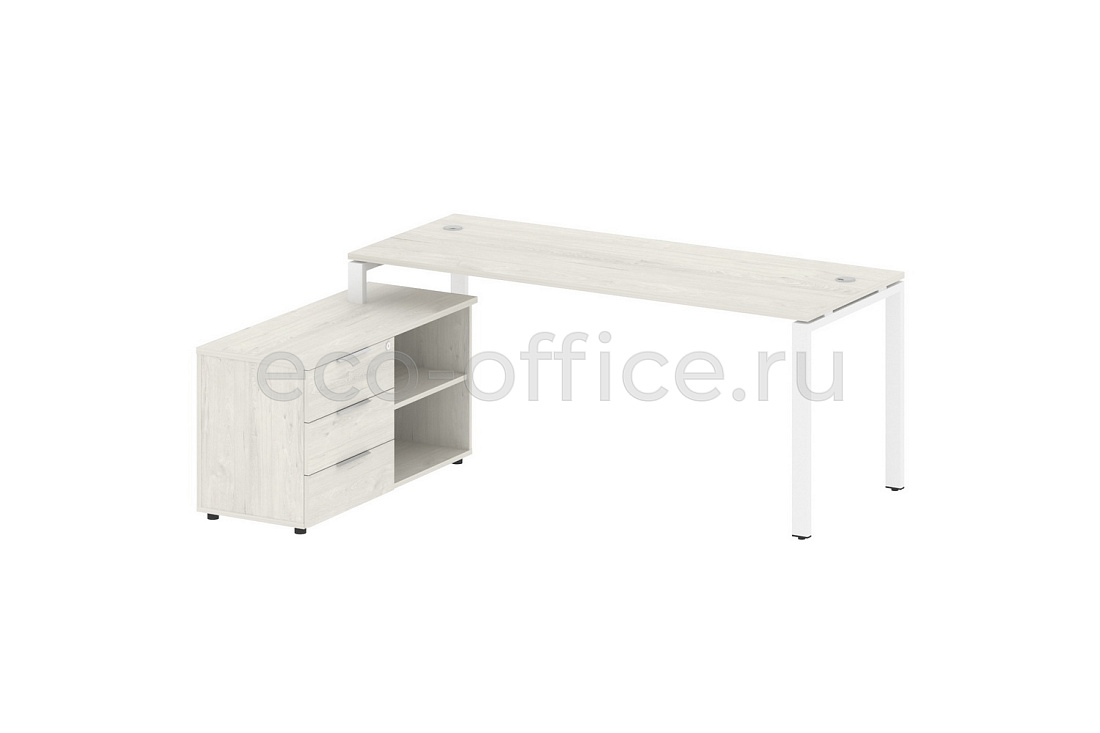 Рабочая станция с опорной тумбой METAL SYSTEM STYLE БП.РС-СТС-2.5 (L) Дуб Наварра / Белый металл  стоимость