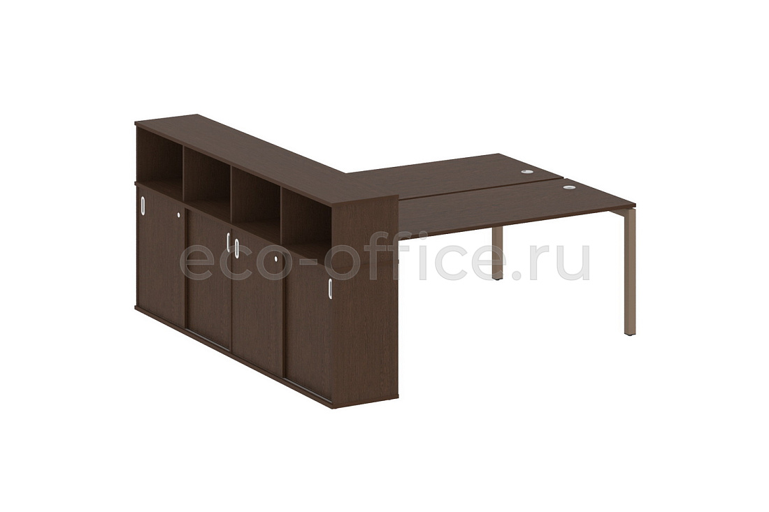 Рабочая станция с опорным шкафом-купе METAL SYSTEM QUATTRO 5x5 50БП.РС-СШК-4.5 Венге Цаво / Мокко металл  стоимость