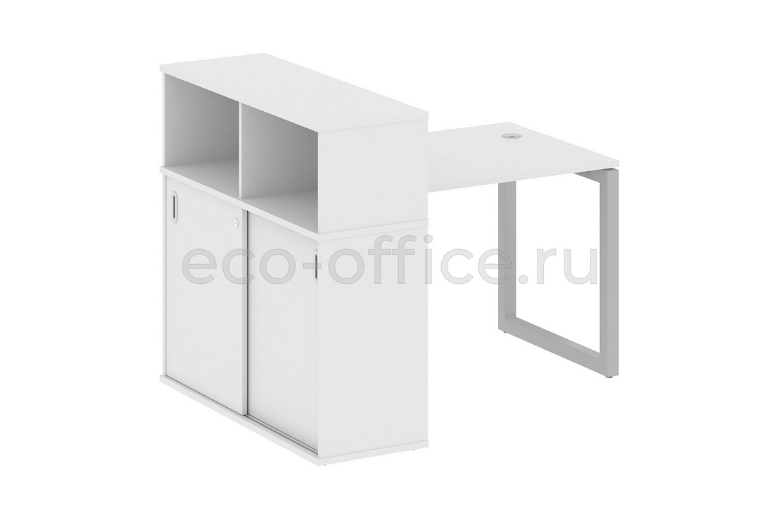 Стол письменный с опорным шкафом-купе METAL SYSTEM QUATTRO 5x5 50БО.РС-СШК-3.1 Белый / Серый металл  стоимость