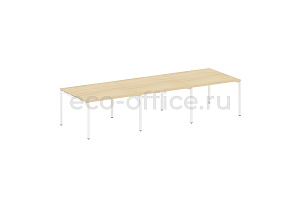 Стол переговорный (3 столешницы) METAL SYSTEM QUATTRO 4x4 40БП.ПРГ-3.2 Акация Лорка / Белый металл фото