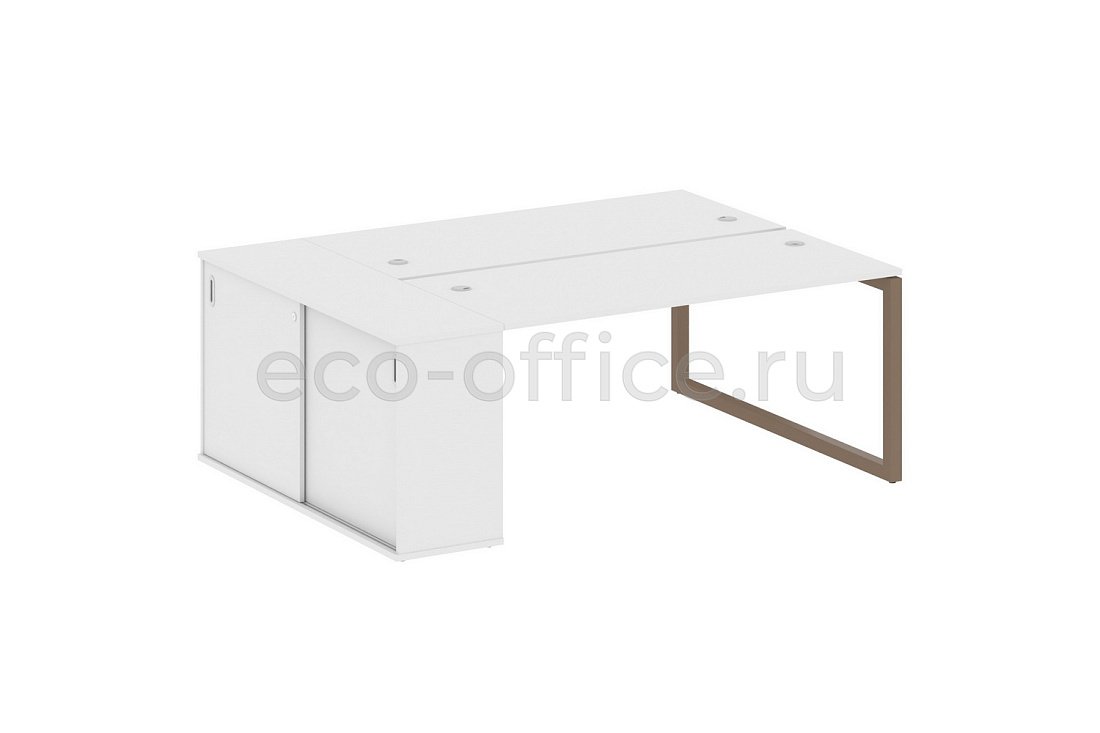 Рабочая станция с опорным шкафом-купе METAL SYSTEM QUATTRO 5x5 50БО.РС-СШК-1.4 Белый / Мокко металл  стоимость