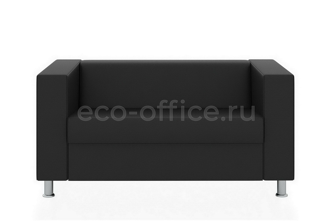Двухместный диван АПОЛЛО экокожа Euroline 9100 Чёрный  стоимость