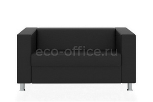Двухместный диван АПОЛЛО экокожа Euroline 9100 Чёрный фото