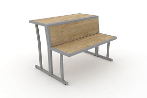 Комплект скамья со столом DESK DKN-1100LS Тиквуд Светлый / Серый металл фото
